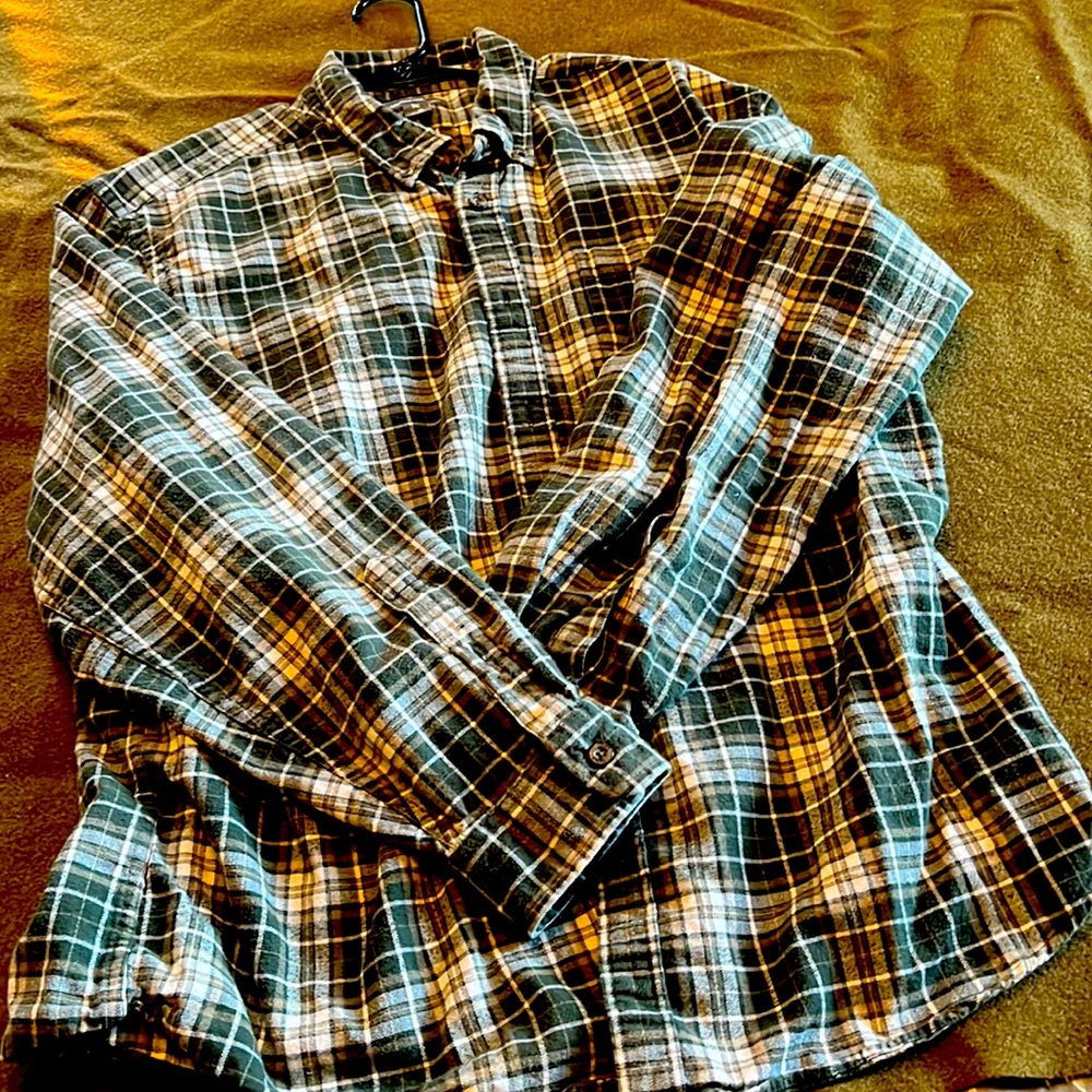 Eddie Bauer flannel shirt. Green plaid XL.